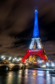 La Tour Eiffel tricolore, devant le pont d'Iéna, Paris