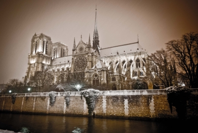 Tempête de neige sur Notre-Dame, Paris