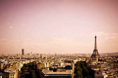 La Tour Eiffel et la Tour Montparnasse, depuis l'Arc de Triomphe, Paris